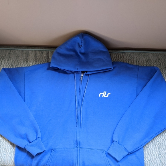 Men's Blue Full Zip Hoodie - Picture 7 of 10